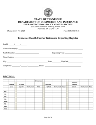 Tennessee Health Carrier Grievance Reporting Register - Tennessee, Page 2
