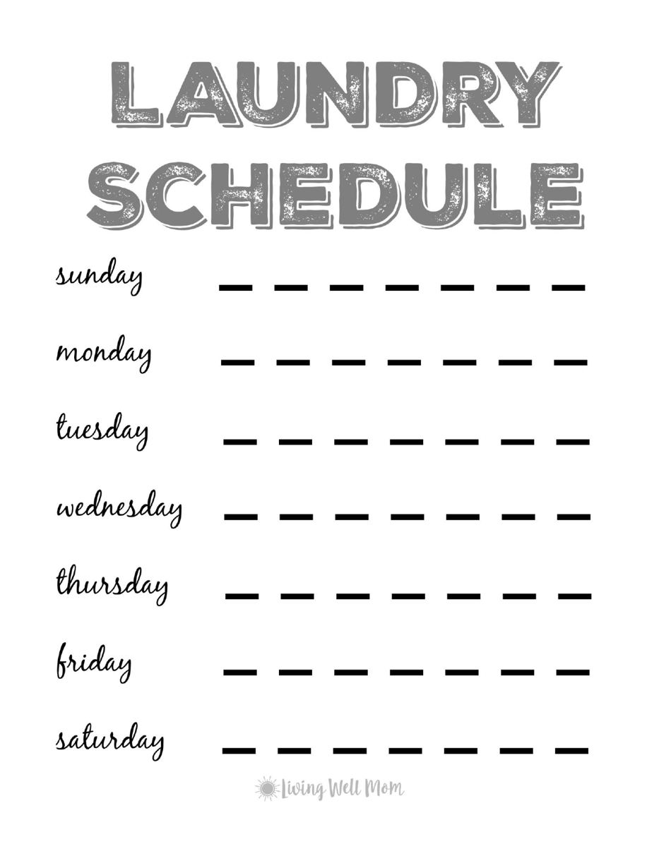 Laundry Schedule Template Living Well Mom Download Printable PDF 