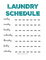 Document preview: Laundry Schedule Template - Living Well Mom - Blue