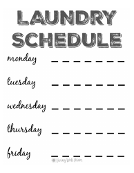 Document preview: Laundry Schedule Template - Living Well Mom - Black