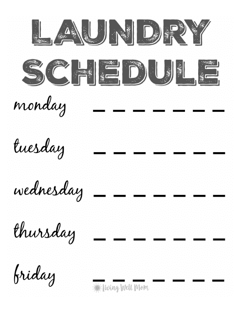 Laundry Schedule Template - Living Well Mom - Black