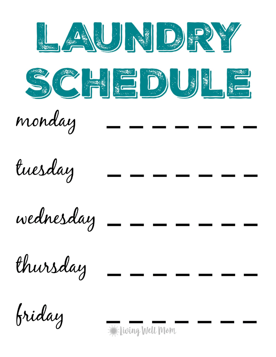 Laundry Schedule Template Living Well Mom Download Printable PDF