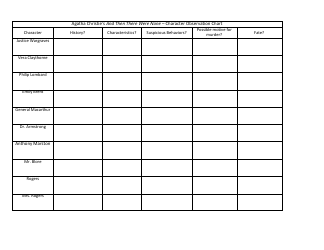 &quot;Agatha Christie's and Then There Were None Character Observation Chart Worksheet&quot;