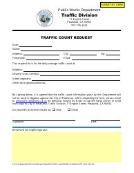 Document preview: Traffic Count Request Form - Petaluma, California