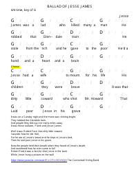 Document preview: Ballad of Jesse James (4/4 Time, Key of G) Chord Chart