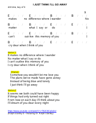Document preview: I Just Think I'll Go Away (4/4 Time, Key of E) Chord Chart