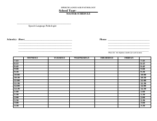 Document preview: School Speech Language Pathology Therapy Schedule Template