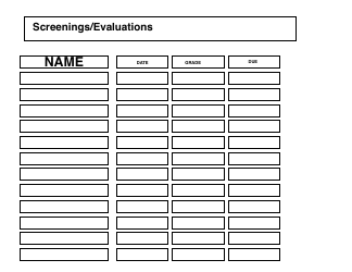 Screenings/Evaluations Chart Template