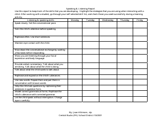 Document preview: Speaking & Listening Report Template - Central Bucks School District