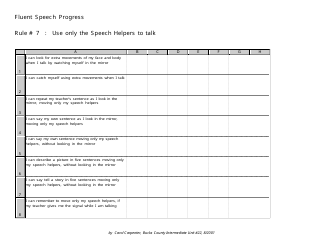 Document preview: Fluent Speech Progress Tracking Sheet Template - Rule 7 - Carol Carpenter