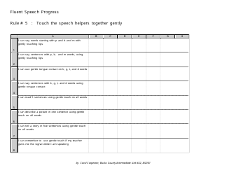 Document preview: Fluent Speech Progress Tracking Sheet Template - Rule 5 - Carol Carpenter