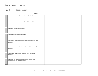 Document preview: Fluent Speech Progress Tracking Sheet Template - Rule 1 - Carol Carpenter