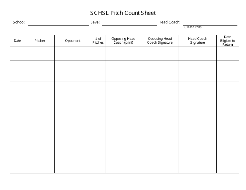 Schsl Pitch Count Sheet