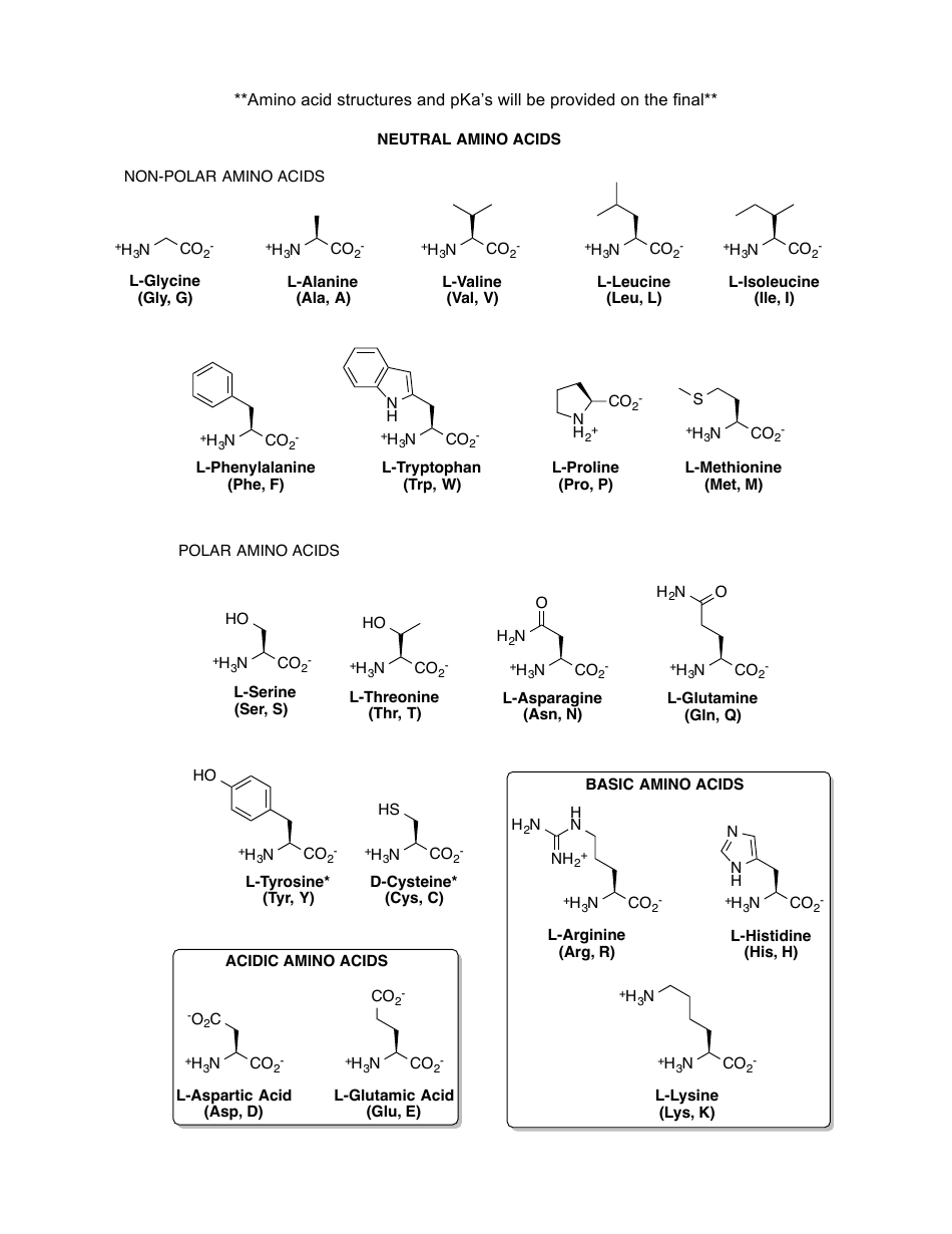 Chem 108b, Lecture 16, Amino Acids Worksheet - University of California ...