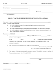 Document preview: Form MHDD-5214 Order to Appear Before the Court Under T.c.a. 33-6-610 - Tennessee