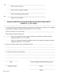 Document preview: Form MHDD-5226 Notice of Review of Mandatory Outpatient Treatment Under T.c.a. 33-7-303(B) - Tennessee