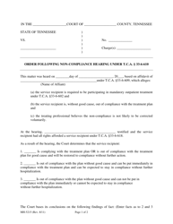Form MH-5215 Order Following Non-compliance Hearing Under T.c.a. 33-6-610 - Tennessee