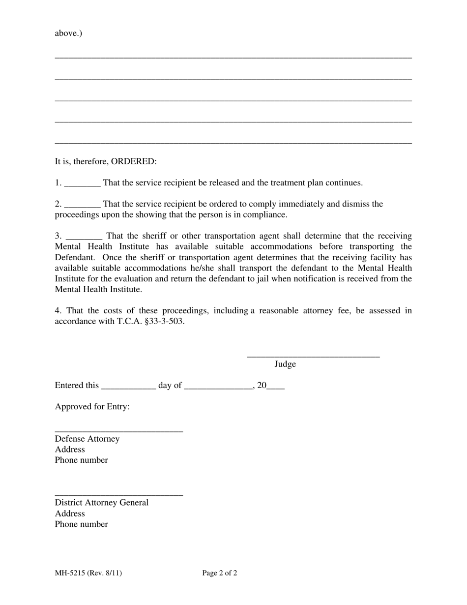 Form MH-5215 - Fill Out, Sign Online and Download Printable PDF ...