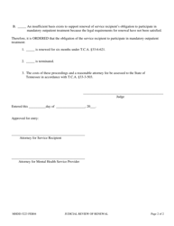 Form MHDD-5223 Order Following Hearing on Service Recipient&#039;s Obligation to Participate in Mandatory Outpatient Treatment Under T.c.a. 33-6-622 - Tennessee, Page 2