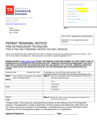 &quot;Permit Renewal Notice - Fire Extinguisher Technician&quot; - Tennessee