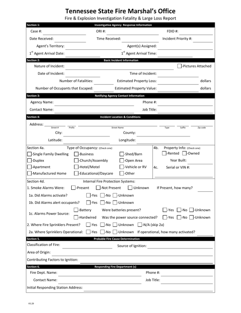 Fire & Explosion Investigation Fatality & Large Loss Report - Tennessee