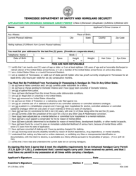 Form SF-1170 &quot;Application for Enhanced Handgun Carry Permit&quot; - Tennessee