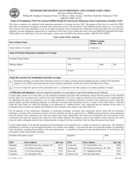 Document preview: Form CN-1175 Notice of Termination (Not) for General Npdes Permit for Stormwater Discharges From Construction Activities (Cgp) - Tennessee