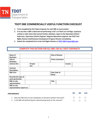 Tdot Dbe Commercially Useful Function Checklist - Tennessee, Page 3