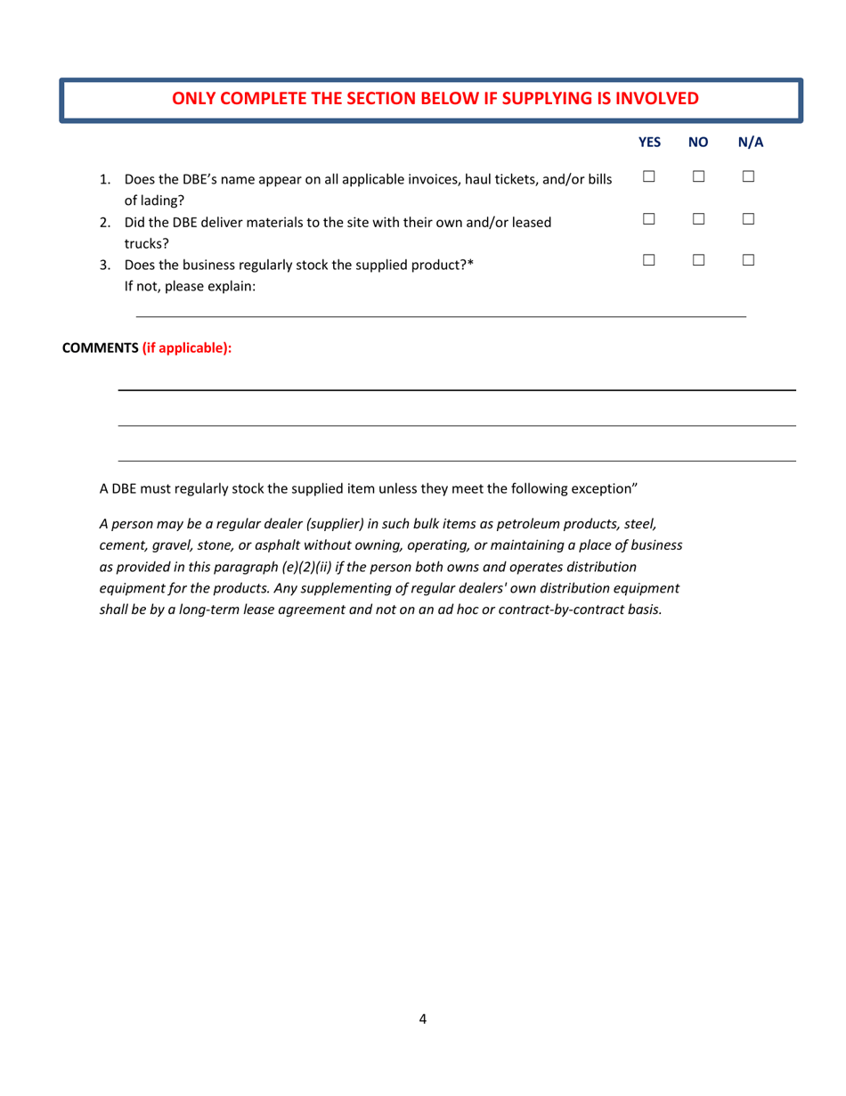 Tdot Dbe Commercially Useful Function Checklist - Tennessee, Page 6