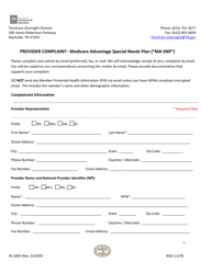 Form IN-2004 &quot;Provider Complaint: Medicare Advantage Special Needs Plan ('&quot;ma-Snp'&quot;)&quot; - Tennessee