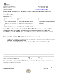 Form IN-2001 Request to Commissioner for Independent Review of Disputed Provider Claim - Tenncare &amp; Coverkids Programs - Tennessee, Page 3