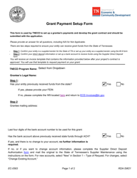 Document preview: Form EC-0583 Grant Payment Setup Form - Tennessee