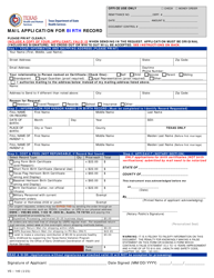 Form VS-140 &quot;Mail Application for Birth Record&quot; - Texas