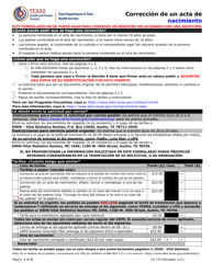 Document preview: Formulario VS-170 Solicitud De Correccion De Acta De Nacimiento - Texas (Spanish)