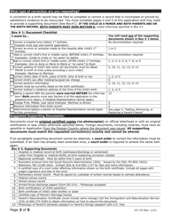 Form VS-170 Birth Certificate Correction Application - Texas, Page 2