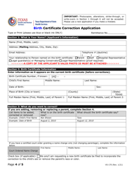 Form VS-170 Birth Certificate Correction Application - Texas, Page 4
