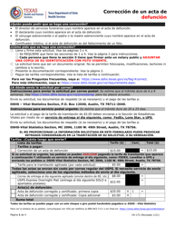 Document preview: Formulario VS-172 Solicitud De Correccion Al Acta De Defuncion - Texas (Spanish)