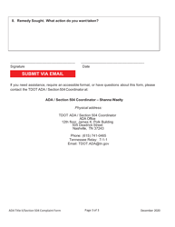 Ada Title II/Section 504 Complaint Form - Tennessee, Page 3