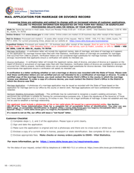 Form VS-142.9 Mail Application for Marriage or Divorce Record - Texas, Page 2