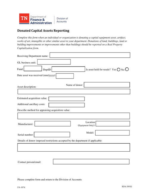 Form FA-1074  Printable Pdf