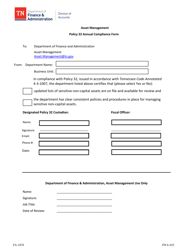 Document preview: Form FA-1070 Policy 32 Annual Compliance Form - Tennessee