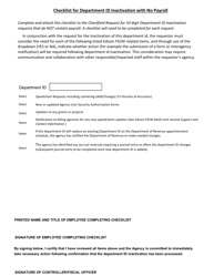 Document preview: Checklist for Department Id Inactivation With No Payroll - Tennessee