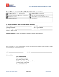 Form FA-1091 Civil Rights Complaint Information - Tennessee, Page 3