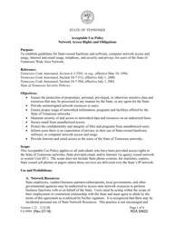 Form FA-0984 Acceptable Use Policy Network Access Rights and Obligations User Agreement Acknowledgement - Tennessee