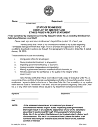 Document preview: Form FA-0969 Conflict of Interest and Ethics Policy Receipt Statement - Tennessee