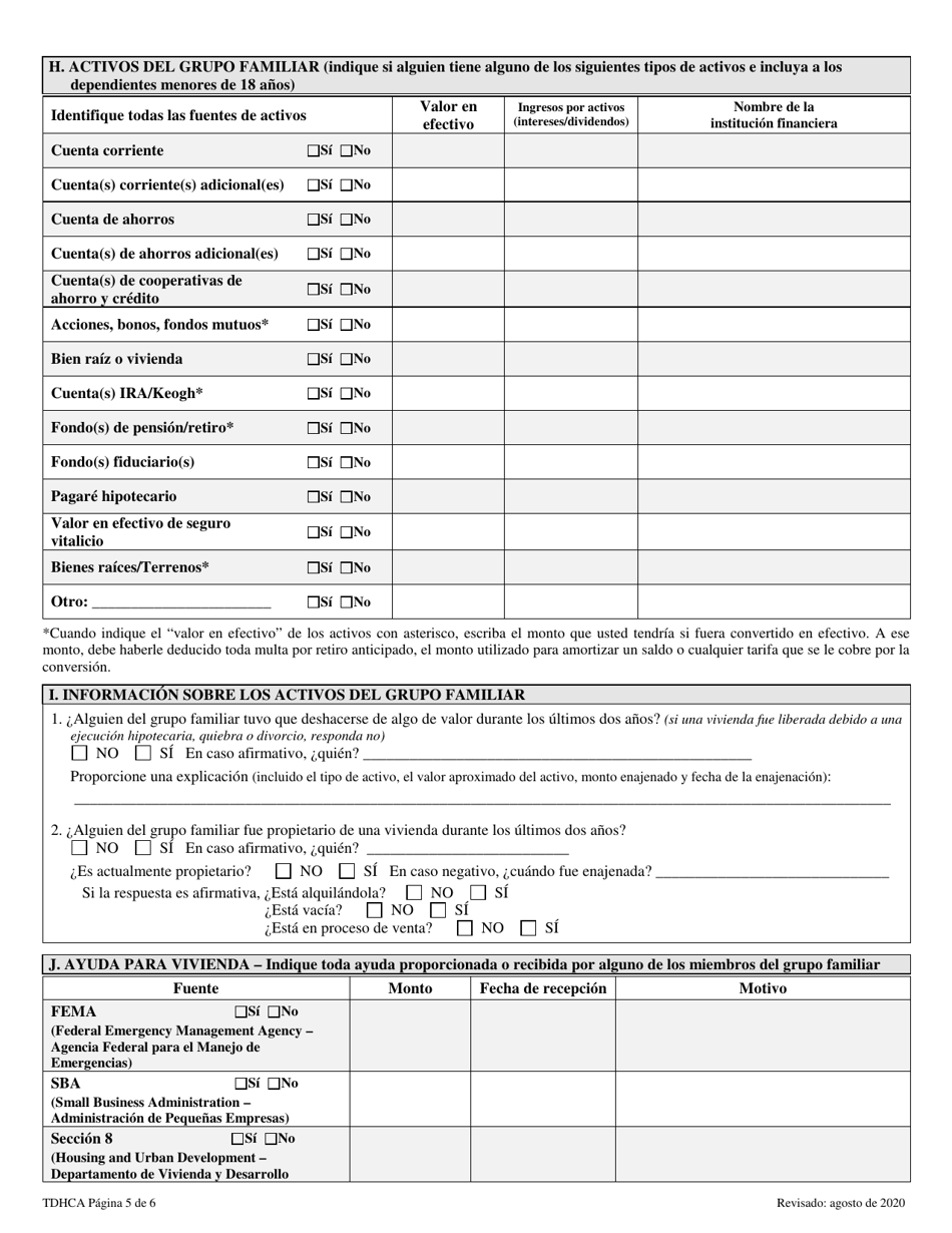 Solicitud De Ingreso - Texas (Spanish), Page 5