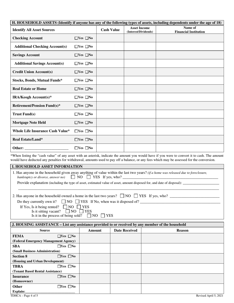 Intake Application - Texas, Page 4