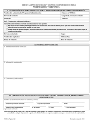 Document preview: Verificacion Telefonica - Texas (Spanish)