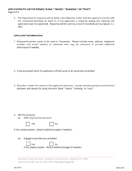 Form BK-0315 &quot;Application to Use the Term(S) &quot;bank,&quot; &quot;banks,&quot; &quot;banking,&quot; or &quot;trust&quot;&quot; - Tennessee, Page 2