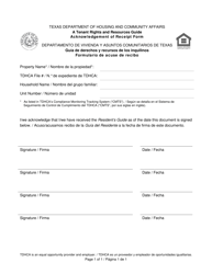 Document preview: Acknowledgement of Receipt Form - Texas (English/Spanish)